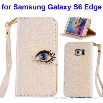 Unique Blue Eagle Eye Buckle Flip Stand Leather Case for Samsuang Galaxy S6 Edge Cover